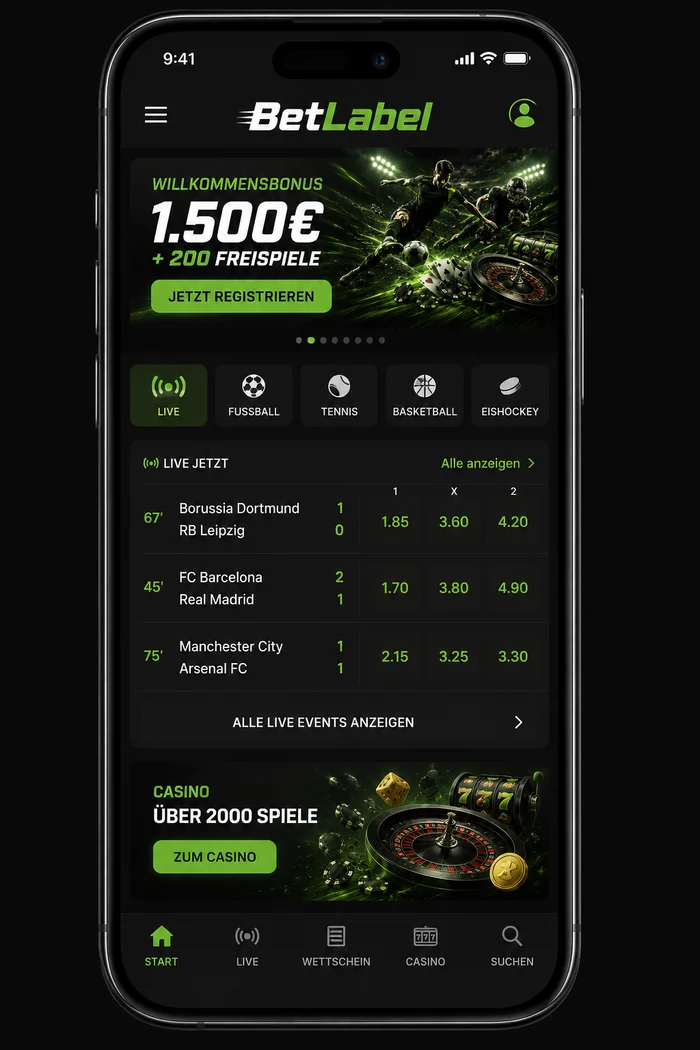 BetLabel App auf einem Smartphone